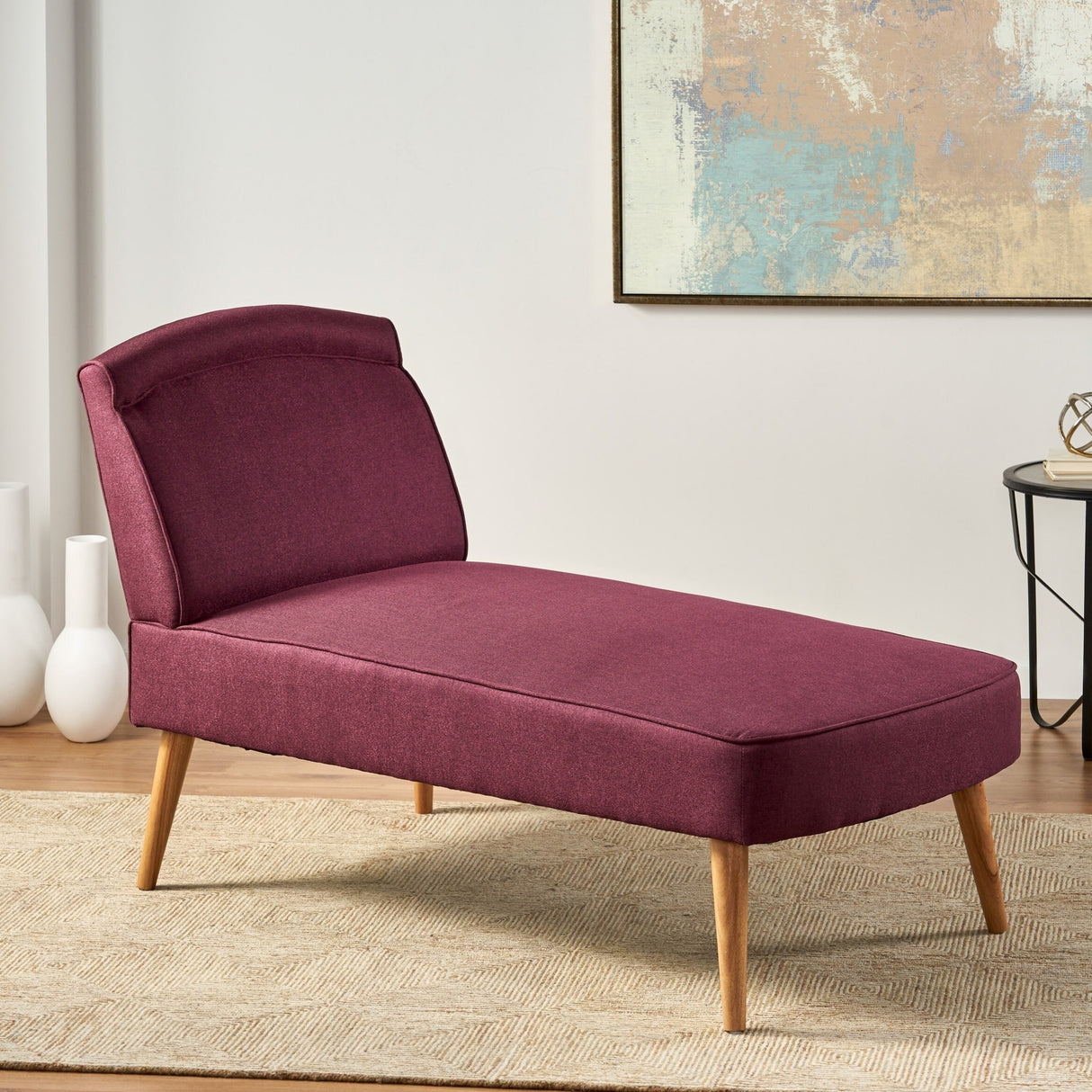 Carisia Mid Century Modern Fabric Chaise Lounge by Christopher Knight Home
