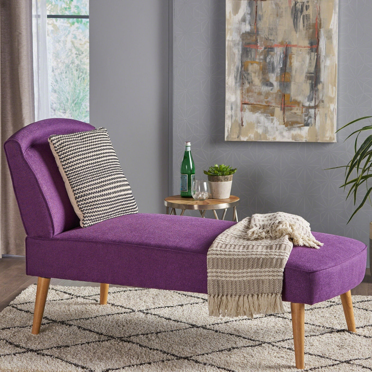 Carisia Mid Century Modern Fabric Chaise Lounge by Christopher Knight Home