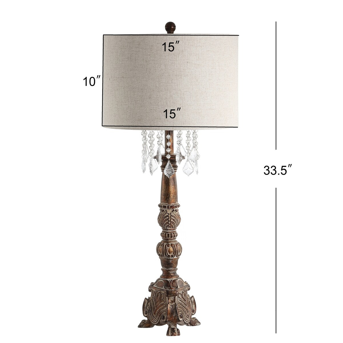 Carlisle 33.5" Resin/Acrylic LED Table Lamp, Antique Brown by JONATHAN Y