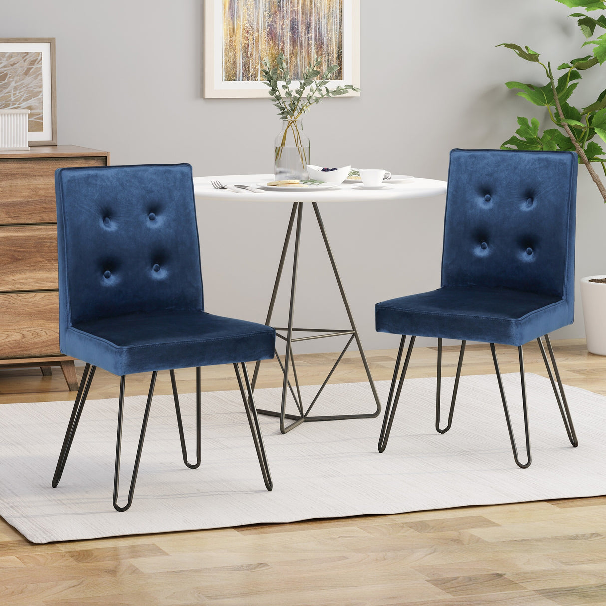 Carlstad Glam Tufted Velvet Dining Chairs (Set of 2) by Christopher Knight Home - N/A