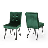 Carlstad Glam Tufted Velvet Dining Chairs (Set of 2) by Christopher Knight Home - N/A