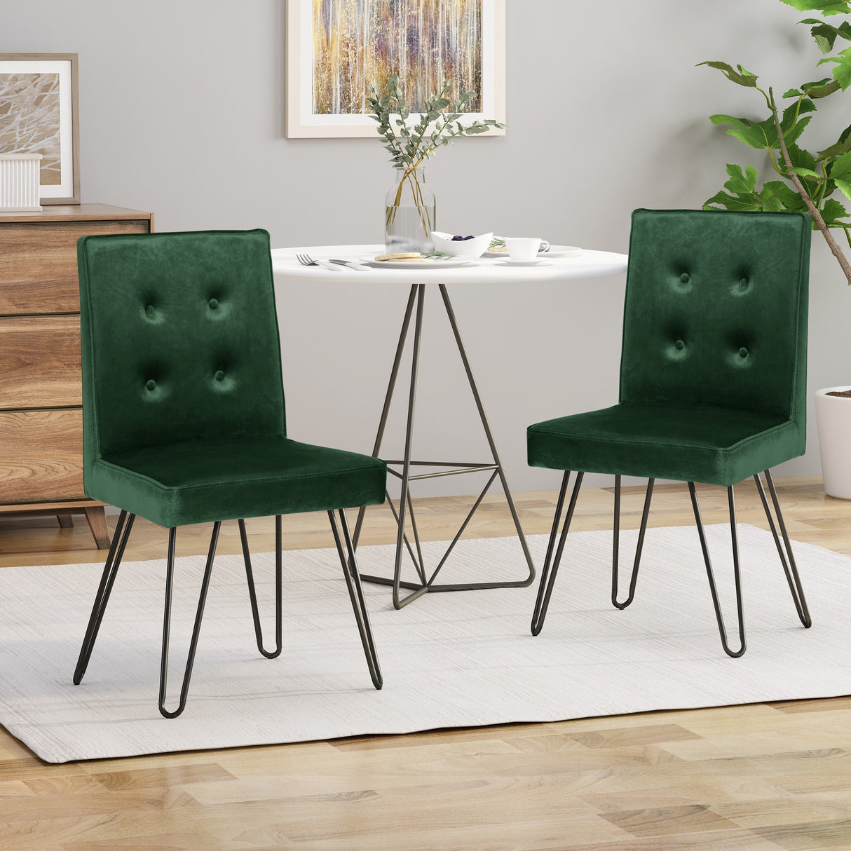 Carlstad Glam Tufted Velvet Dining Chairs (Set of 2) by Christopher Knight Home - N/A