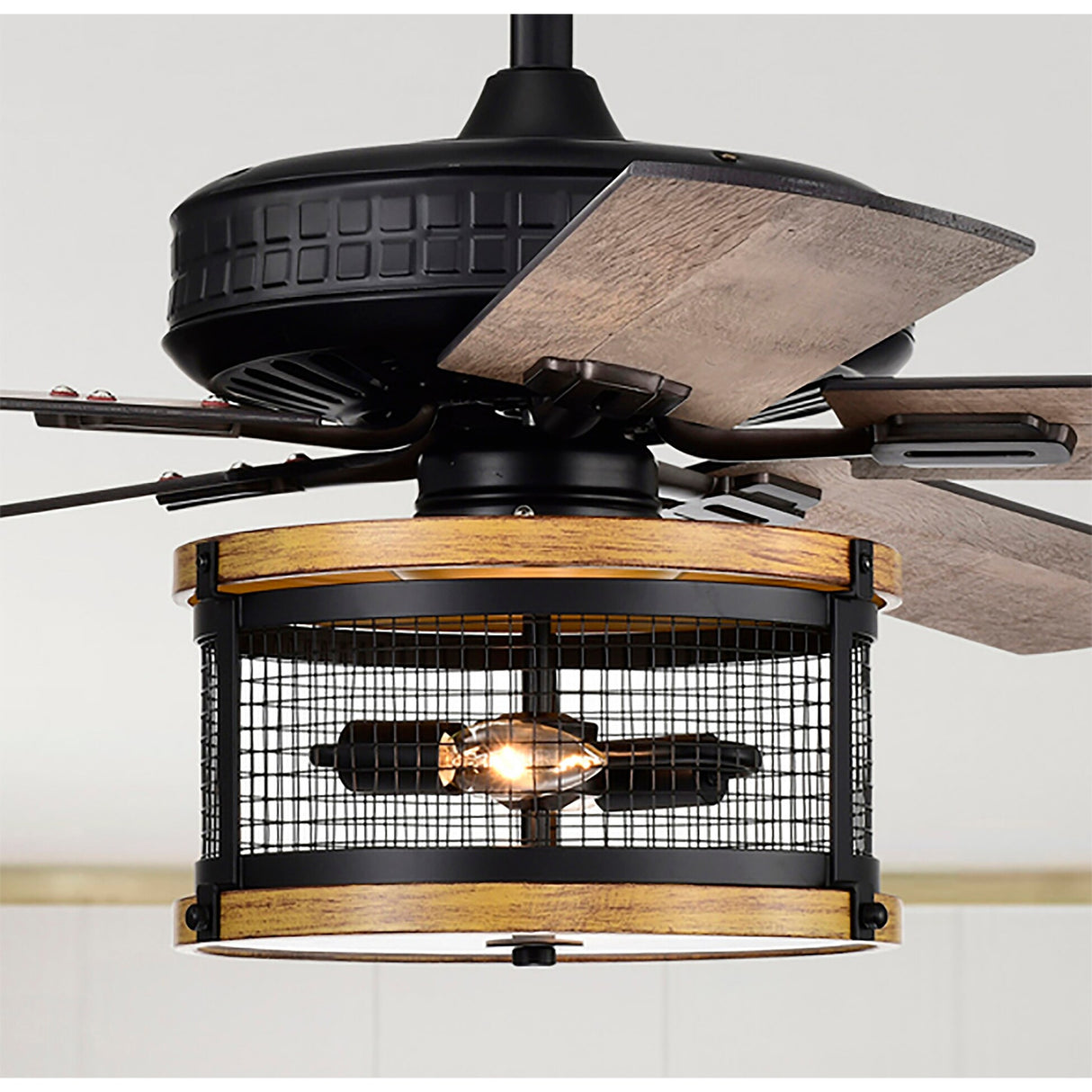 Carmella 25 Inch Industrial Style Lighted Ceiling Fan Cage with Remote