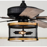 Carmella 25 Inch Industrial Style Lighted Ceiling Fan Cage with Remote