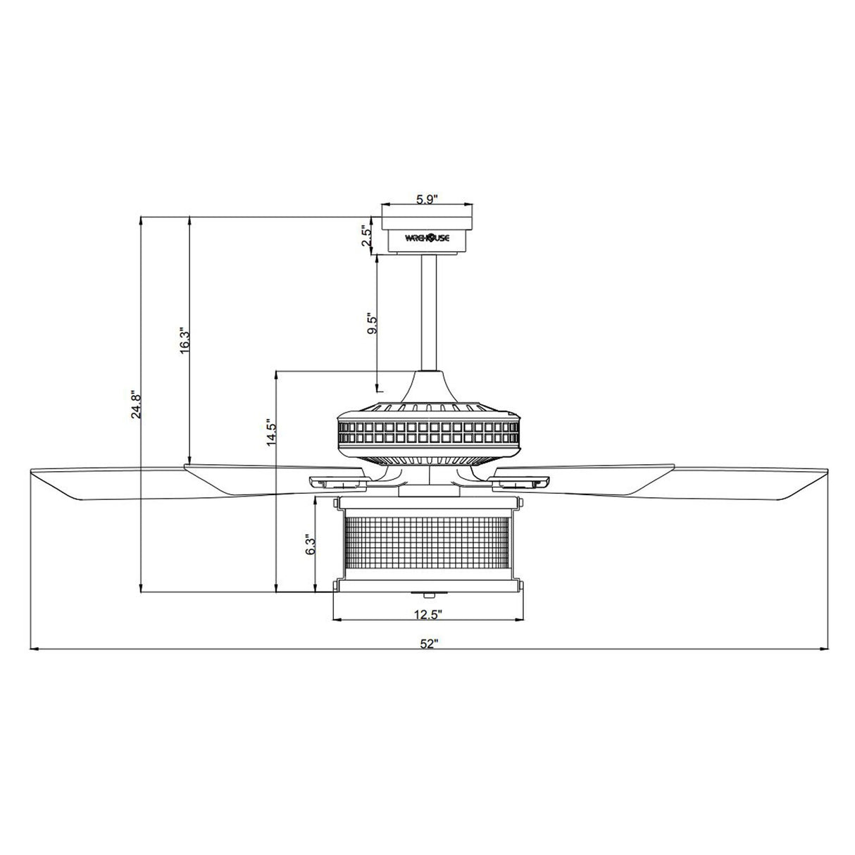 Carmella 25 Inch Industrial Style Lighted Ceiling Fan Cage with Remote