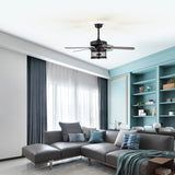 Carmella 25 Inch Industrial Style Lighted Ceiling Fan Cage with Remote