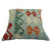 Carnahan Blue/Rust Hand-Woven Kilim Throw Pillow -18"x18"