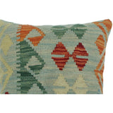 Carnahan Blue/Rust Hand-Woven Kilim Throw Pillow -18"x18"