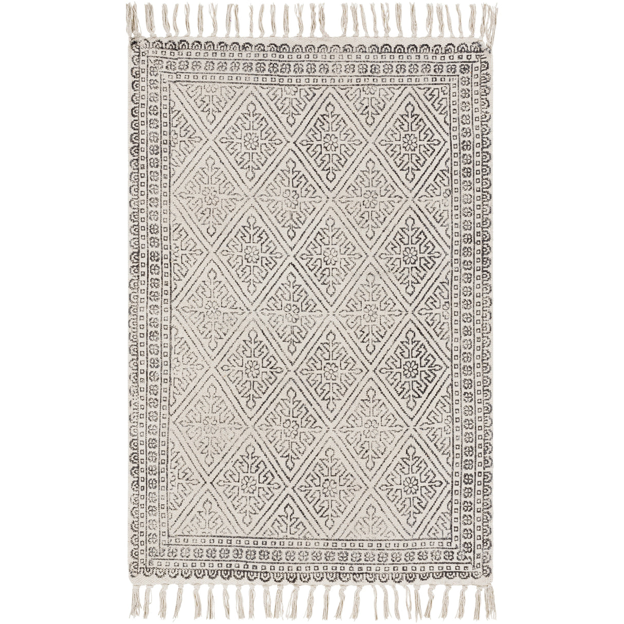 Livabliss Carnoustie Handmade Boho Border Cotton Area Rug