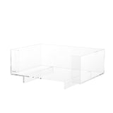 Carole 24" x 18" Small/Medium Modern Lucite Calming Fluffy Pet Bed with Washable Cushion, Light Gray/Clear