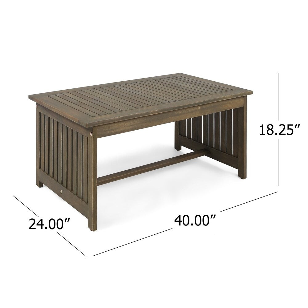 Carolina Outdoor 4-Seater Acacia Wood Club Chairs with Coffee Table by Christopher Knight Home