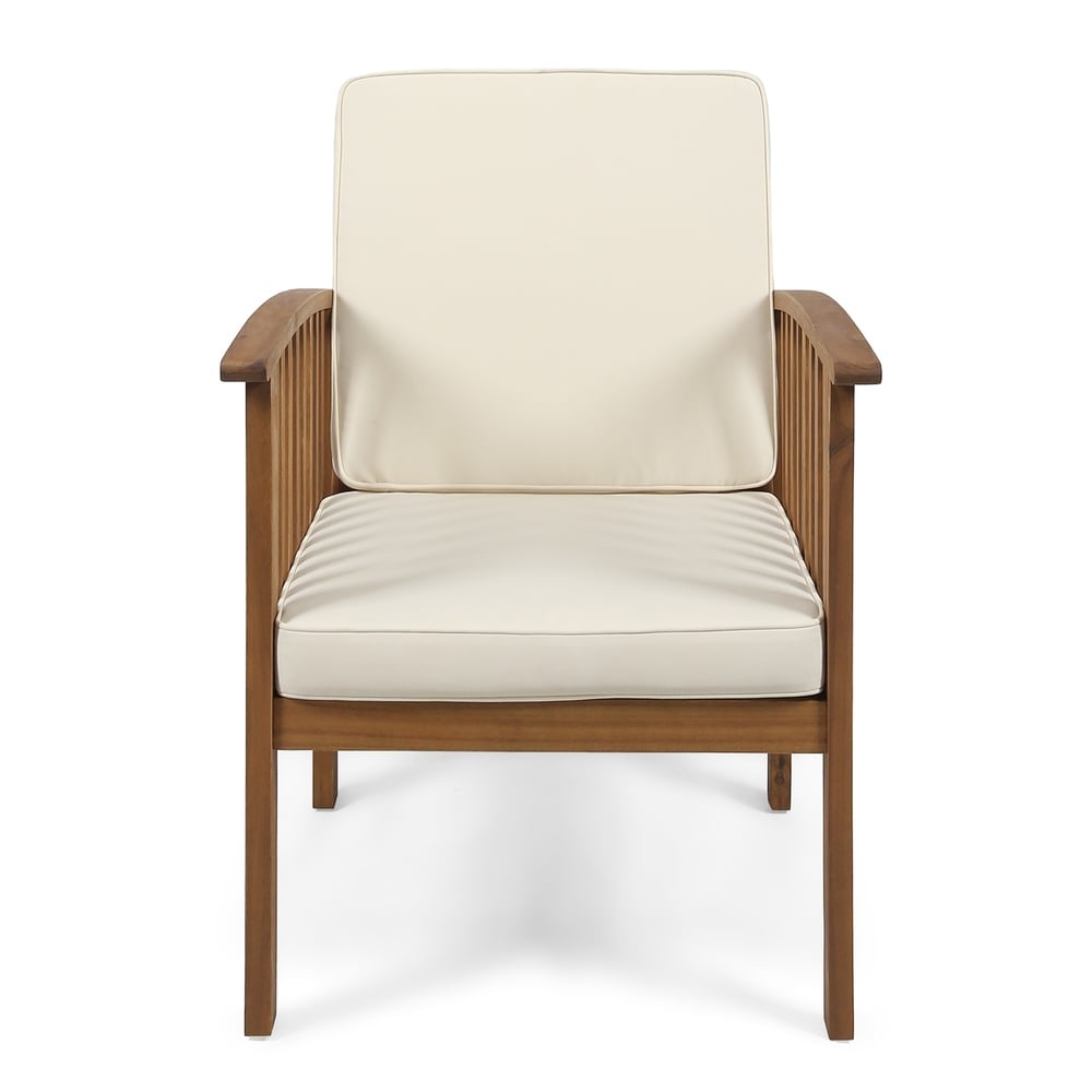 Carolina Outdoor 4-Seater Acacia Wood Club Chairs with Coffee Table by Christopher Knight Home