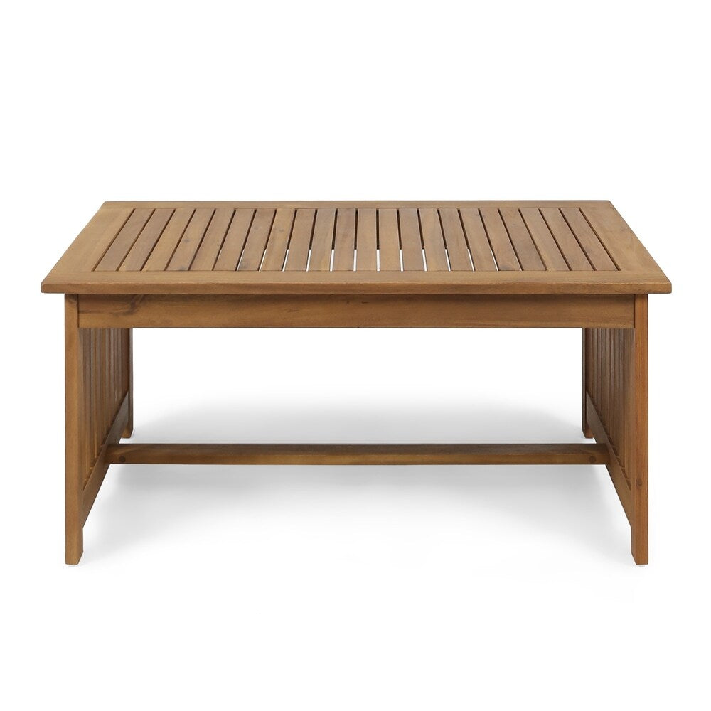 Carolina Outdoor 4-Seater Acacia Wood Club Chairs with Coffee Table by Christopher Knight Home