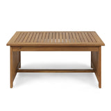Carolina Outdoor 4-Seater Acacia Wood Club Chairs with Coffee Table by Christopher Knight Home