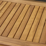Carolina Outdoor 4-Seater Acacia Wood Club Chairs with Coffee Table by Christopher Knight Home