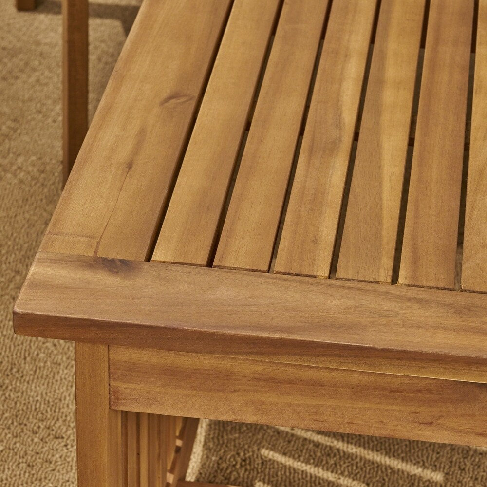Carolina Outdoor 4-Seater Acacia Wood Club Chairs with Coffee Table by Christopher Knight Home