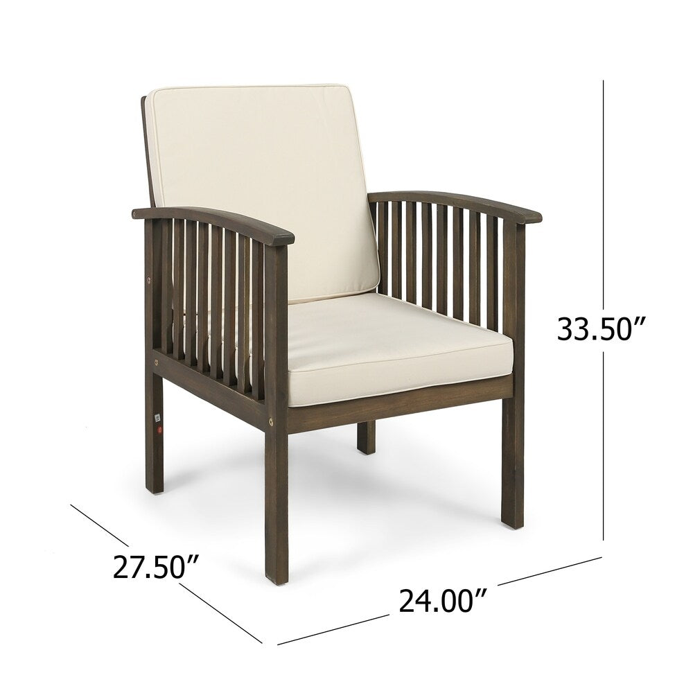 Carolina Outdoor 4-Seater Acacia Wood Club Chairs with Coffee Table by Christopher Knight Home