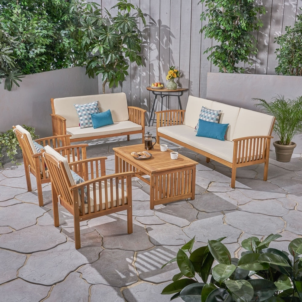 Carolina Outdoor 5-pc. Acacia Conversational Set by Christopher Knight Home