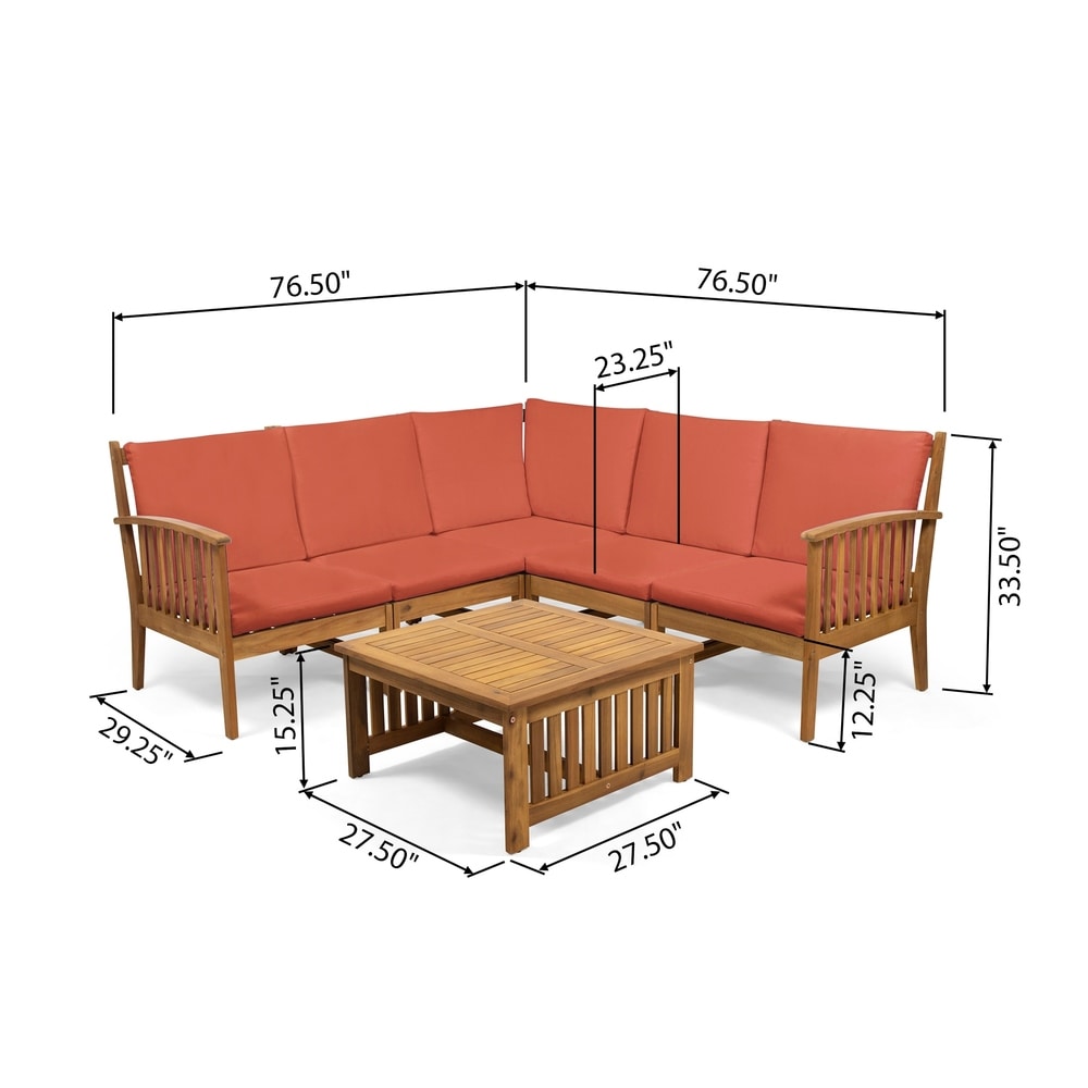 Carolina Outdoor 5-seat Acacia Sectional Sofa Set by Christopher Knight Home