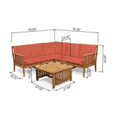 Carolina Outdoor 5-seat Acacia Sectional Sofa Set by Christopher Knight Home