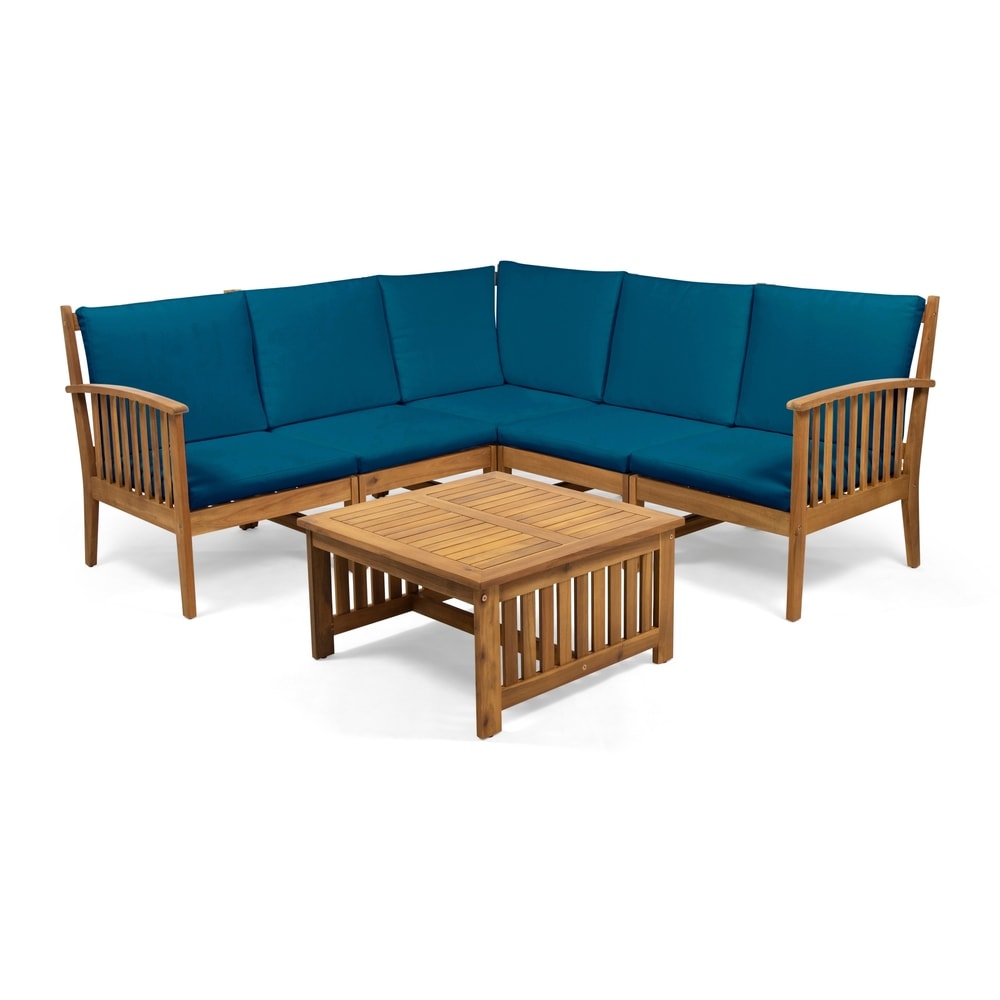 Carolina Outdoor 5-seat Acacia Sectional Sofa Set by Christopher Knight Home
