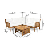 Carolina Outdoor 5-seat Acacia Sectional Sofa Set by Christopher Knight Home