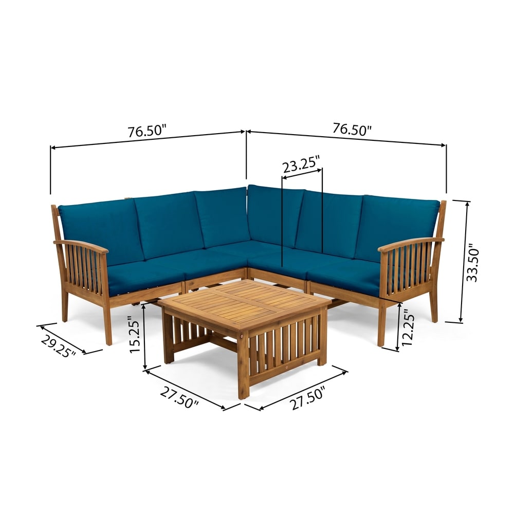 Carolina Outdoor 5-seat Acacia Sectional Sofa Set by Christopher Knight Home
