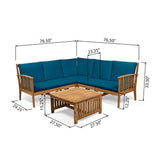Carolina Outdoor 5-seat Acacia Sectional Sofa Set by Christopher Knight Home