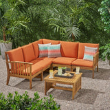 Carolina Outdoor 5-seat Acacia Sectional Sofa Set by Christopher Knight Home