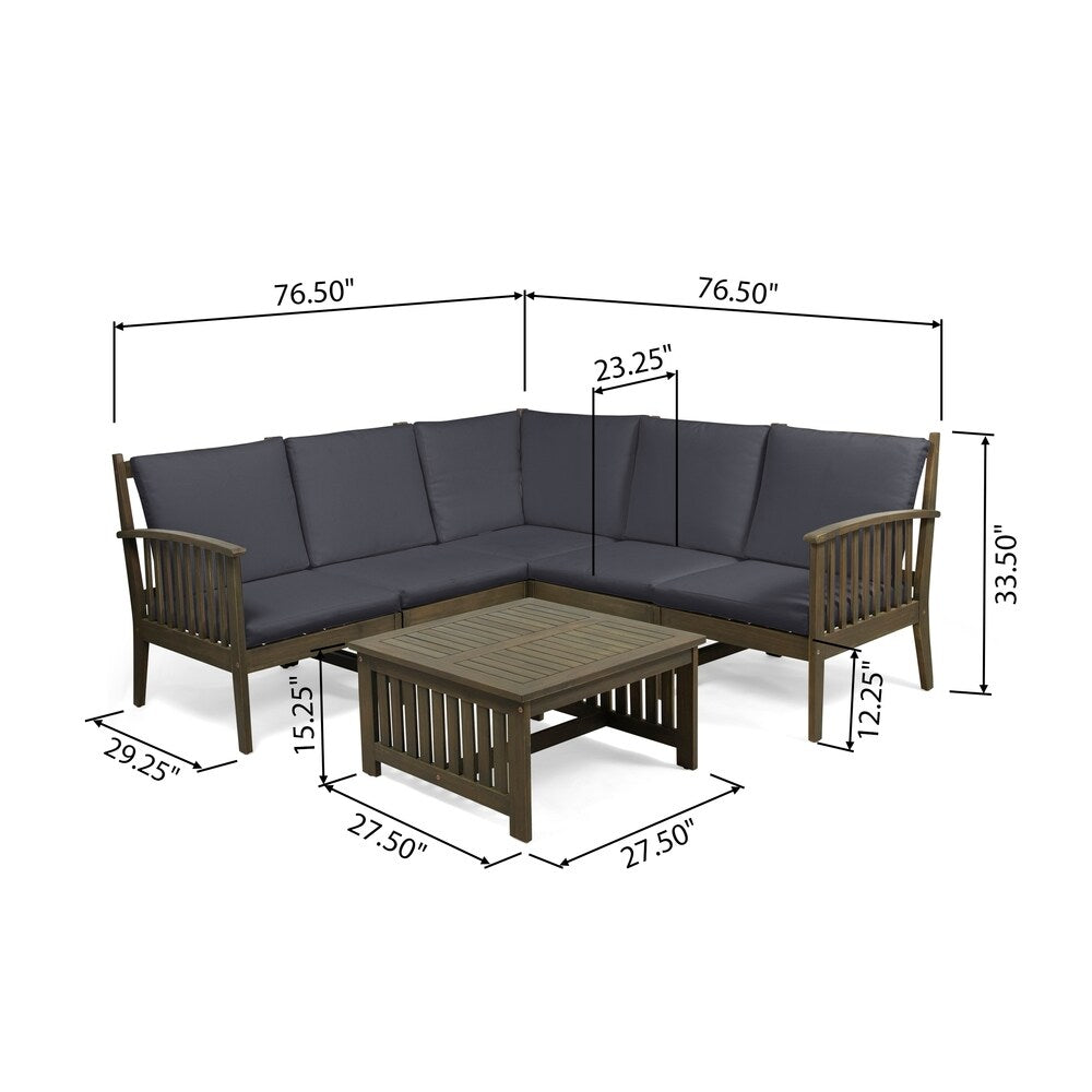 Carolina Outdoor 5-seat Acacia Sectional Sofa Set by Christopher Knight Home