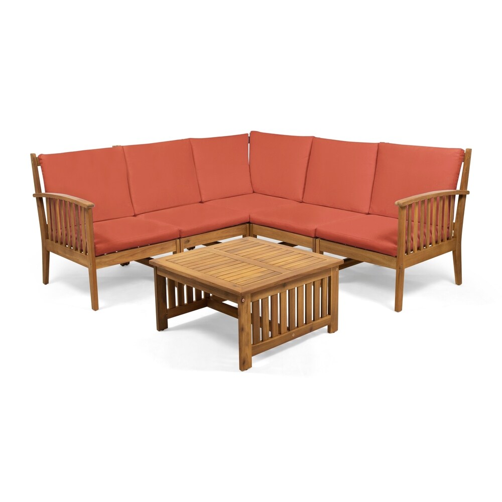 Carolina Outdoor 5-seat Acacia Sectional Sofa Set by Christopher Knight Home