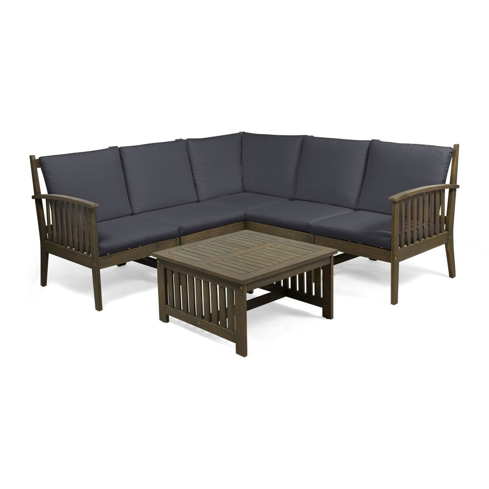 Carolina Outdoor 5-seat Acacia Sectional Sofa Set by Christopher Knight Home
