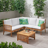 Carolina Outdoor 5-seat Acacia Sectional Sofa Set by Christopher Knight Home