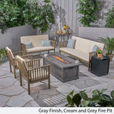Carolina Outdoor 6 Piece Acacia Wood Conversational Set with Fire Pit by Christopher Knight Home