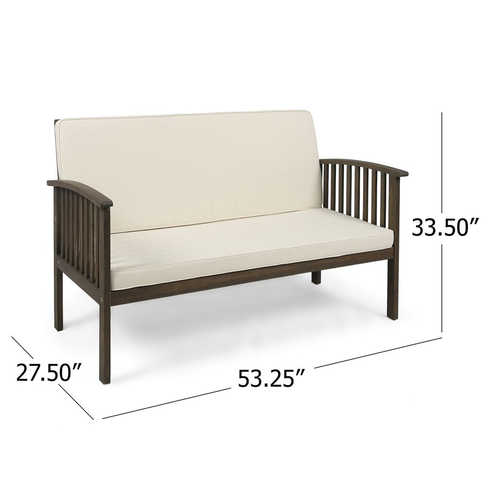 Carolina Outdoor Acacia Wood Loveseat and Coffee Table by Christopher Knight Home