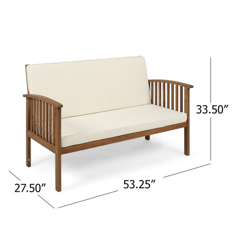 Carolina Outdoor Acacia Wood Loveseat and Coffee Table by Christopher Knight Home