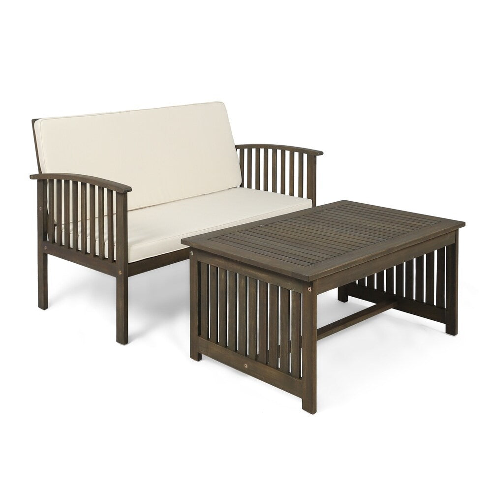 Carolina Outdoor Acacia Wood Loveseat and Coffee Table by Christopher Knight Home