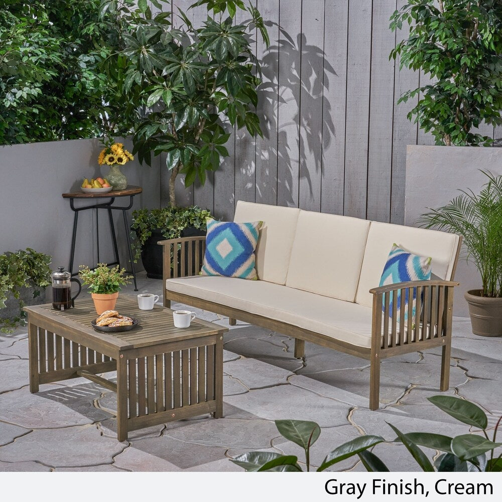 Carolina Outdoor Acacia Sofa and Coffee Table Set by Christopher Knight Home