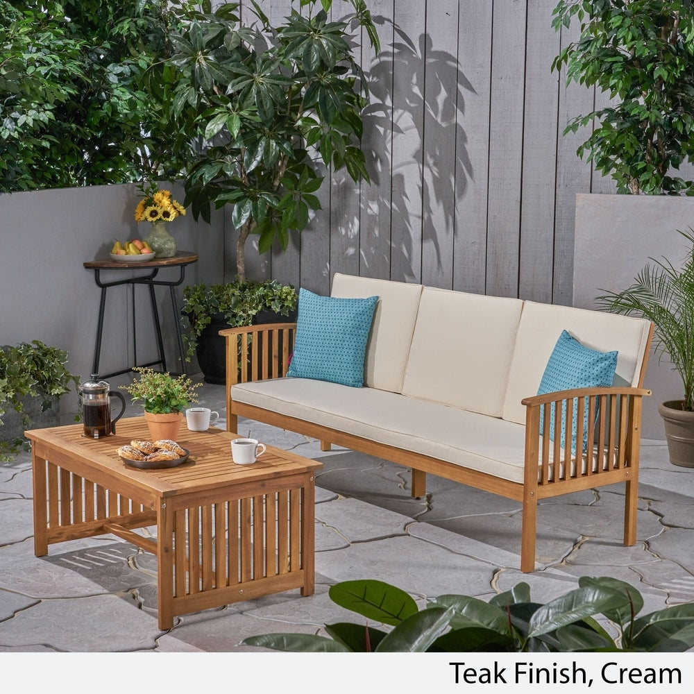 Carolina Outdoor Acacia Sofa and Coffee Table Set by Christopher Knight Home