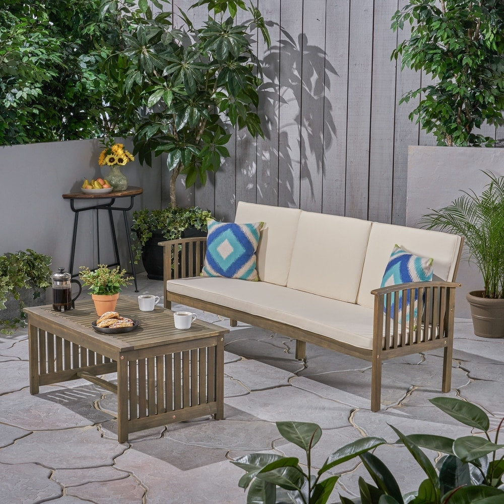Carolina Outdoor Acacia Sofa and Coffee Table Set by Christopher Knight Home