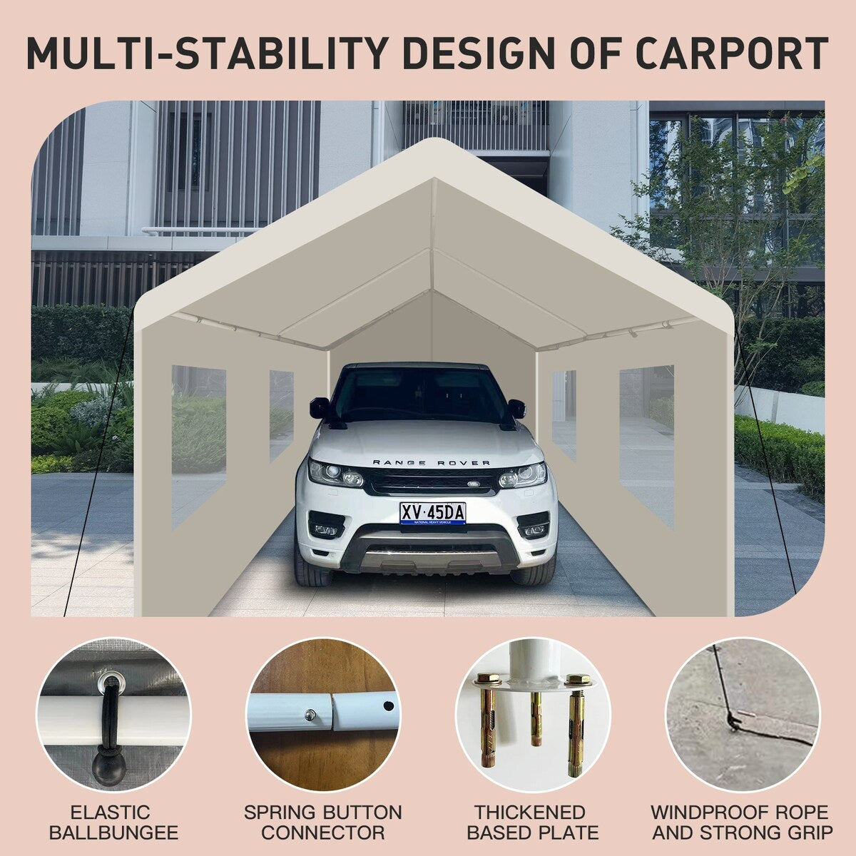 Carport, 10×20 Heavy Duty Portable Carport Garage Tent for Outdoor Storage Shelter
