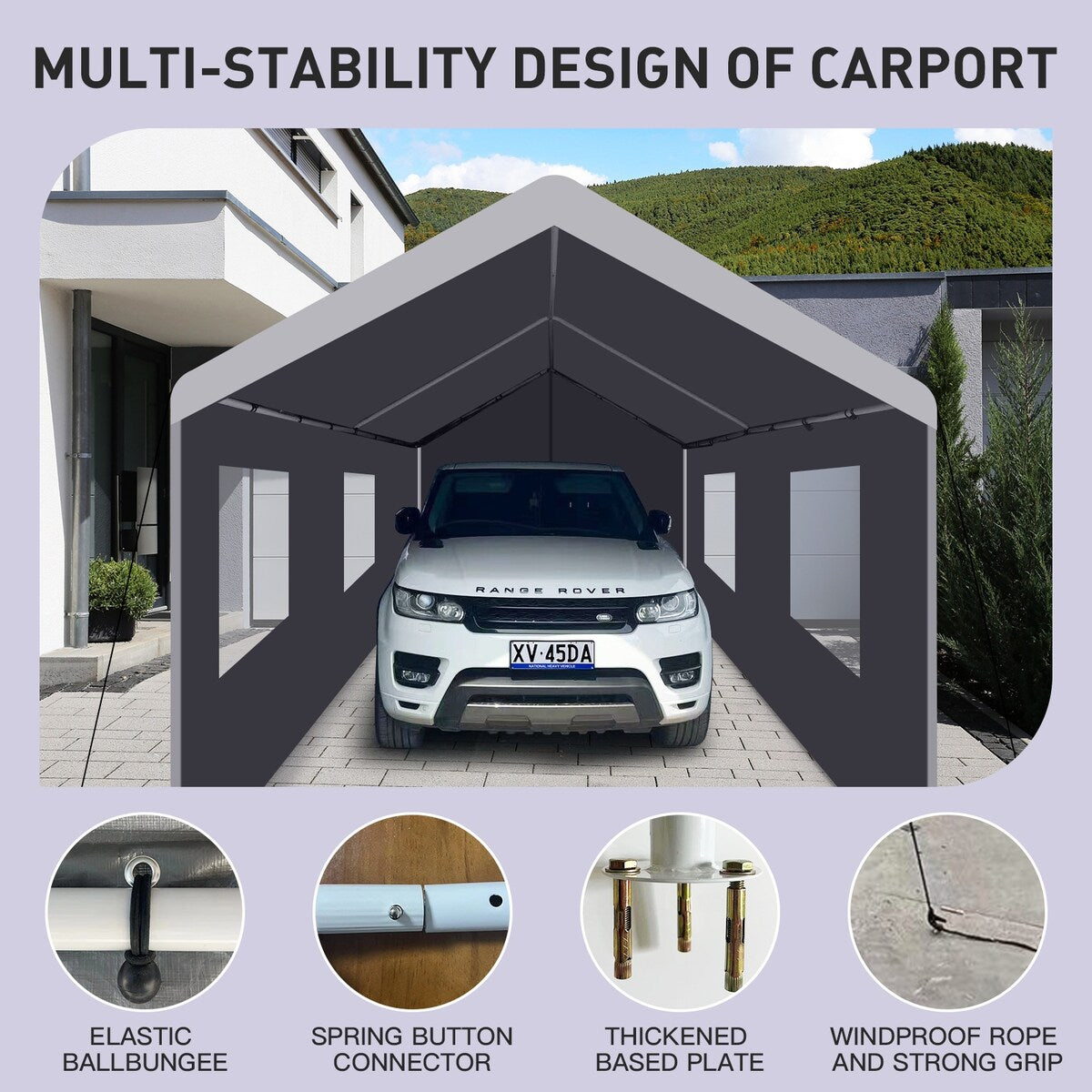 Carport, 10×20 Heavy Duty Portable Carport Garage Tent for Outdoor Storage Shelter