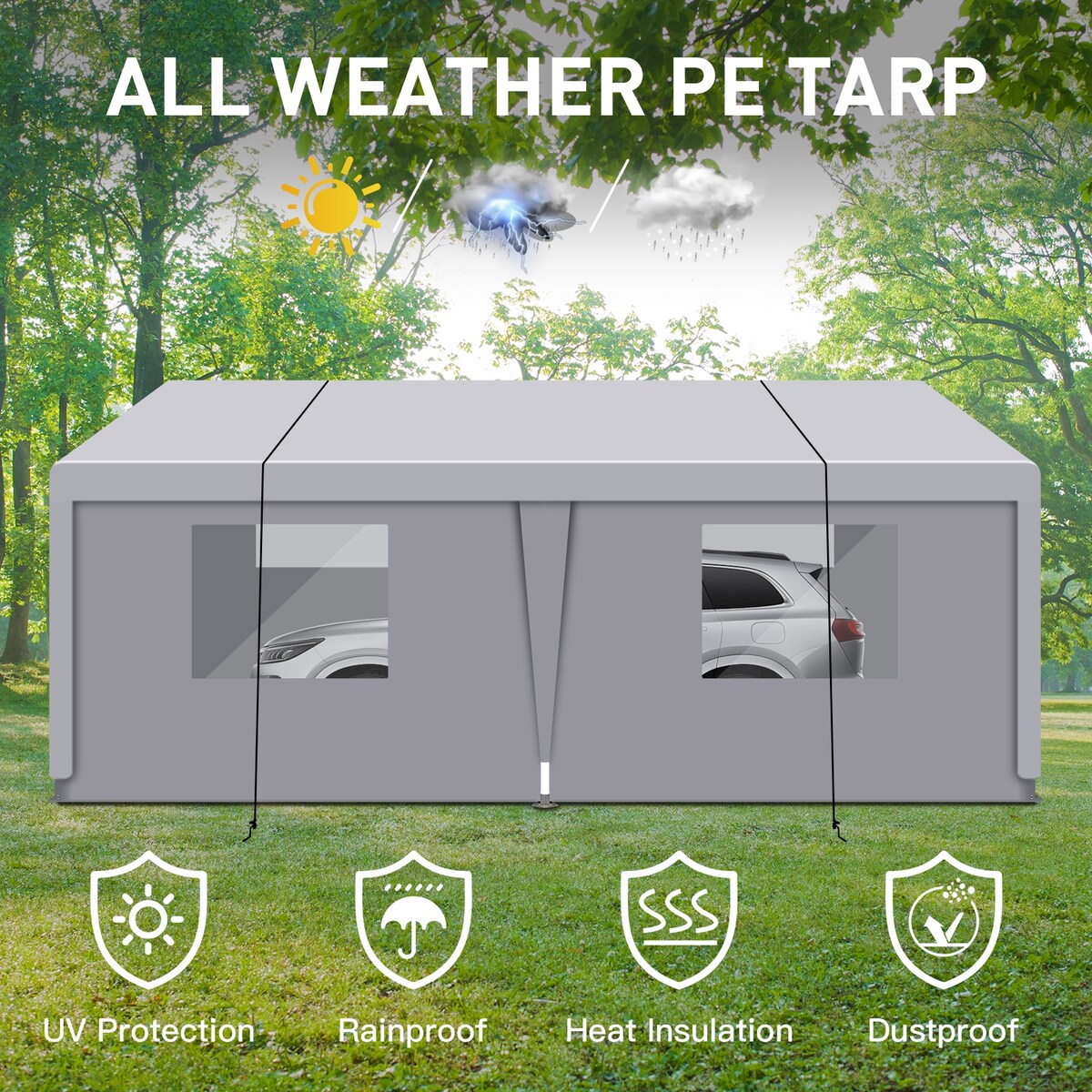 Carport, 10×20 Heavy Duty Portable Carport Garage Tent for Outdoor Storage Shelter