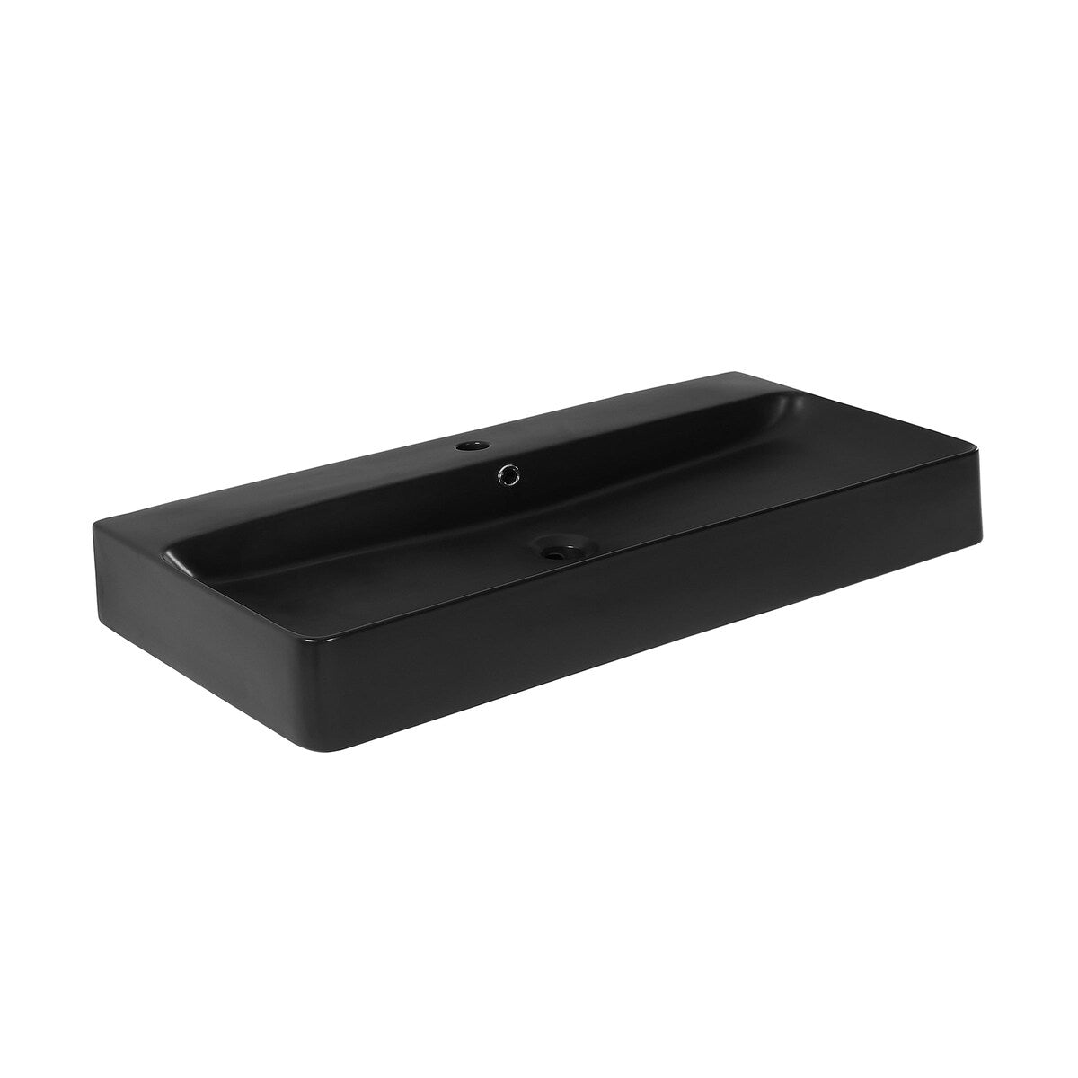 Carre 36” Rectangle Wall-Mount Bathroom Sink in Matte Black