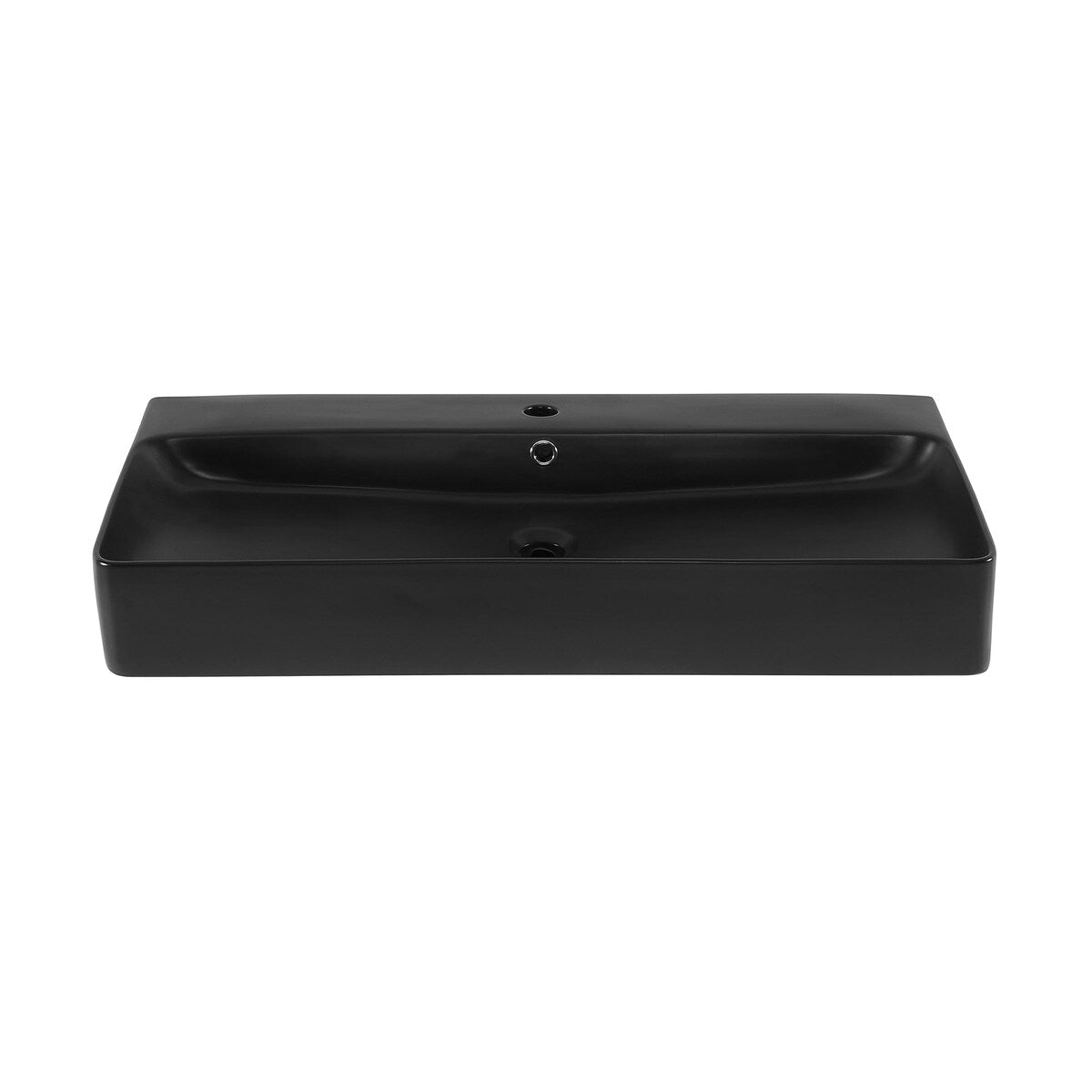 Carre 36” Rectangle Wall-Mount Bathroom Sink in Matte Black