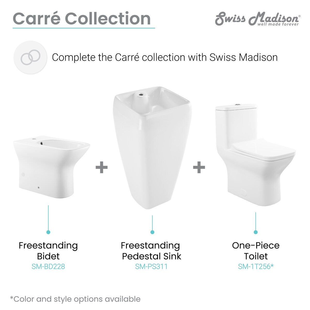 Carre One Piece Pedestal Sink
