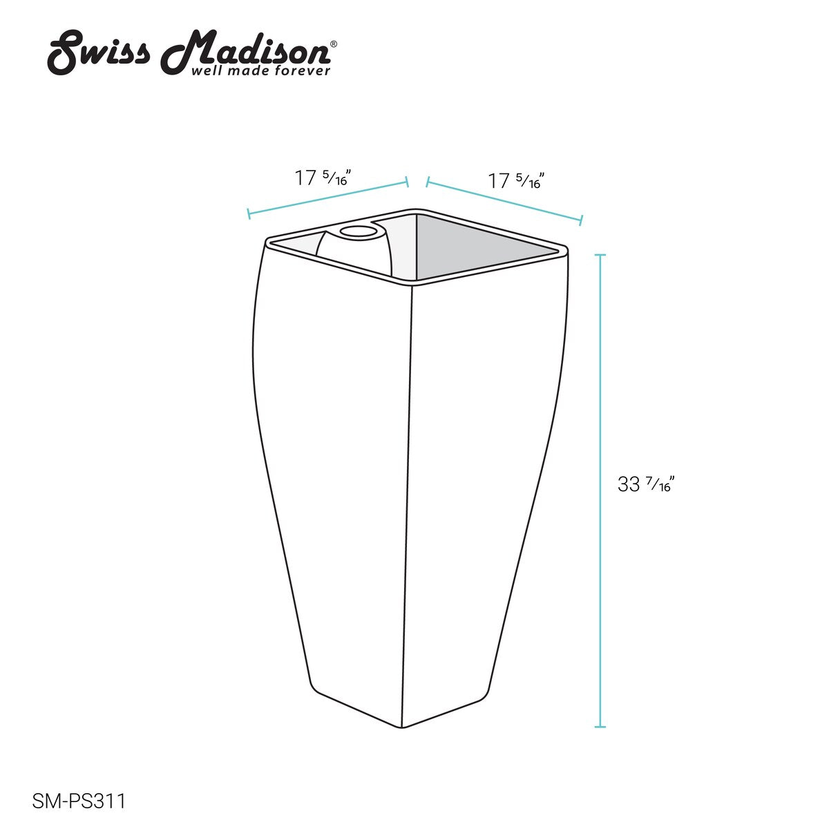 Carre One Piece Pedestal Sink