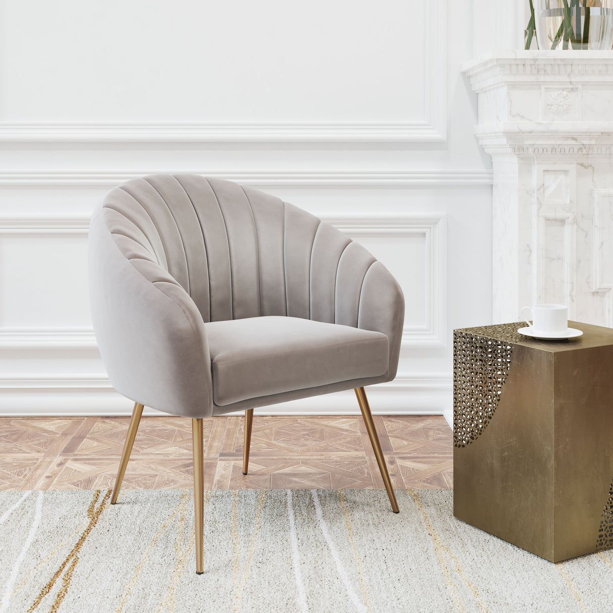 Carrie Rim Accent Chair Gray
