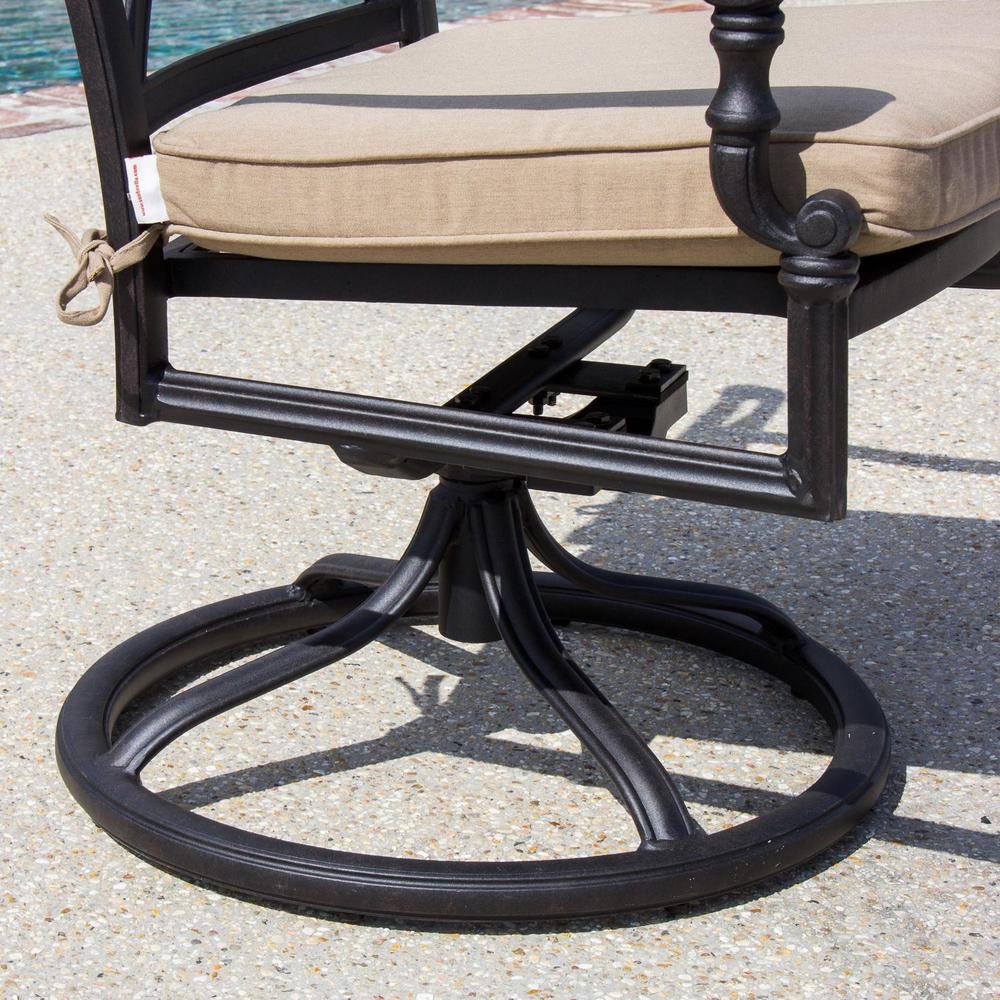 Carrolton 6-Person Cast Aluminum Patio Dining Set With 2 Swivel Rockers and Rectangular Table