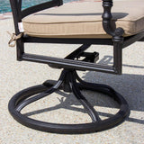 Carrolton 6-Person Cast Aluminum Patio Dining Set With 2 Swivel Rockers and Rectangular Table